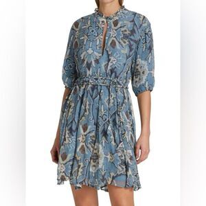 Beautiful Women's HANNAH ARTWEAR Gaia Mini Dress Saks Dainty‎ Blue Multi Size 2